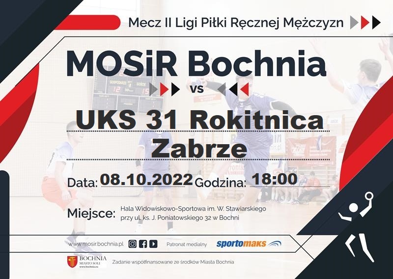 Zapraszamy na mecz MOSiR Bochnia – UKS 31 Rokitnica Zabrze / II liga mężczyzn 08.10.2022